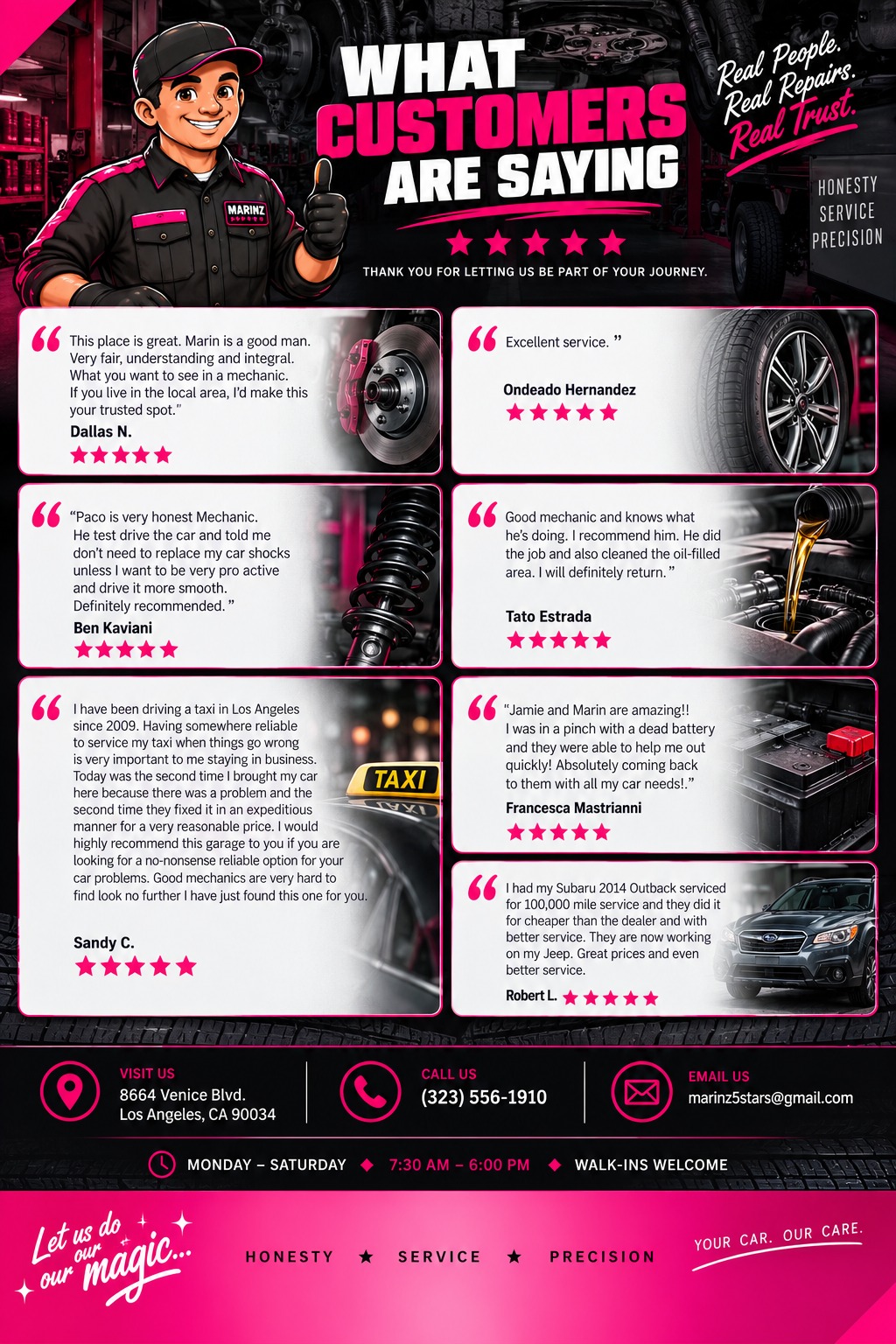 Approved Marinz Reviews page design